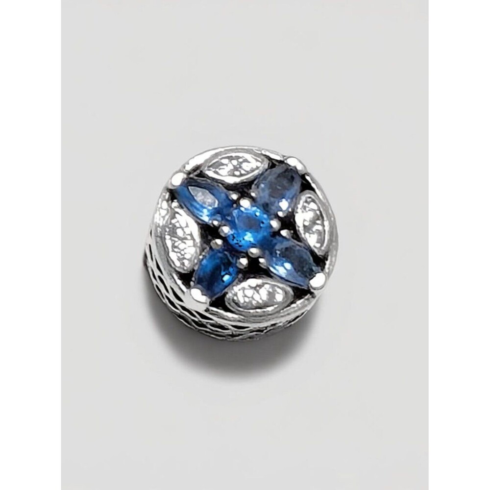 RARE Retired Pandora Patterns of Frost Blue Crystal Charm RETIRED
